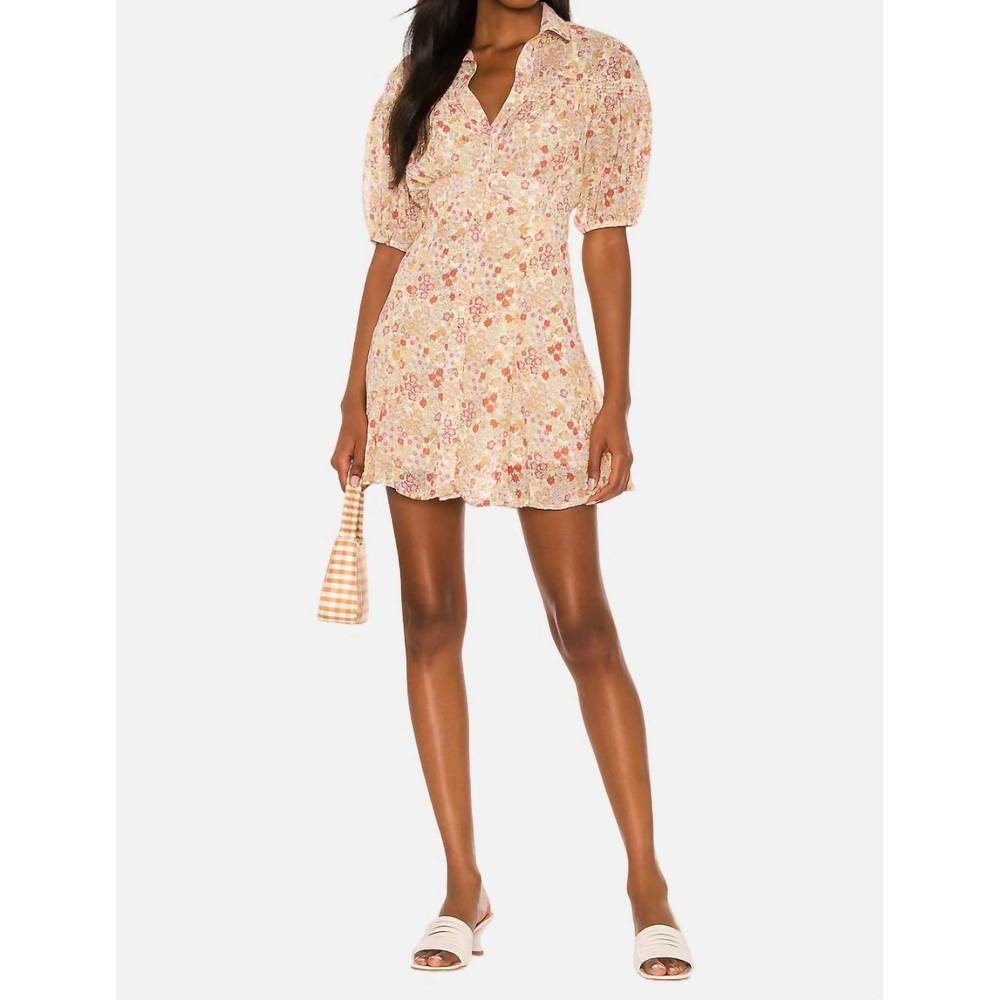 NEW FREE PEOPLE bonnie mini dress in tea combo
